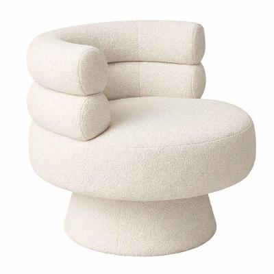 Poltrona Sienna Decorativa em Bouclé com Pés de Madeira Confortável Off White Sallar Home