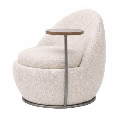 Poltrona Noah com Mesa Lateral Esquerda Estofado Bouclé Off White Sallar Home