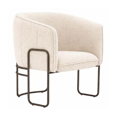 Poltrona Olívia Decorativa Bouclé com Base Aço Titânio Off White Sallar Home