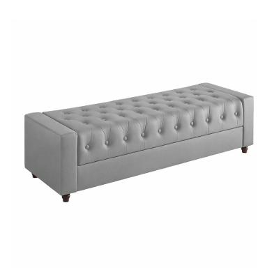 Puff Baú Calçadeira Heste 140CM Casal Courino com Estrutura em MDF Cinza Sallar Home