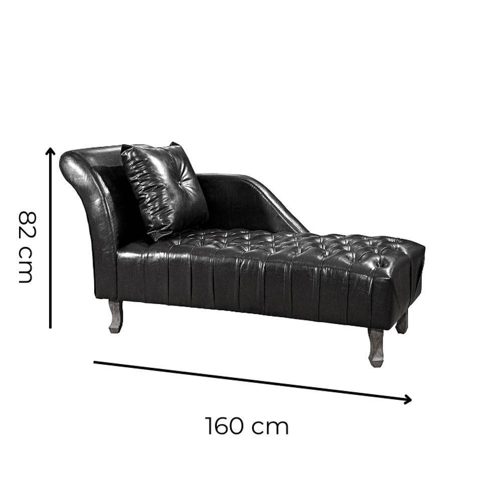 Divã Chesterfield Anna Recamier 160cm Via Encanto Courano Preto Lado Esquerdo - 3