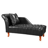 Divã Chesterfield Anna Recamier 160cm Via Encanto Courano Preto Lado Esquerdo - 1