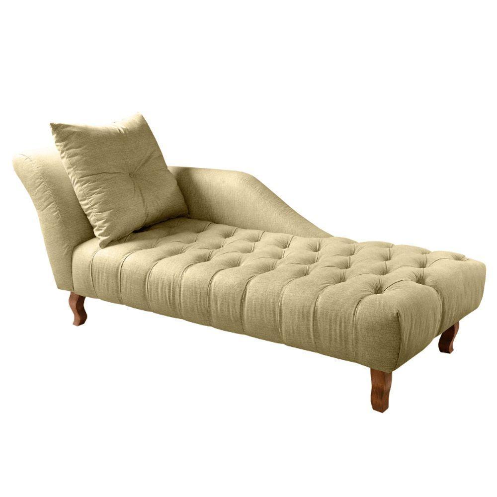 Divã Chesterfield Anna Recamier 160cm Via Encanto Veludo Bege Areia Lado Esquerdo - 1