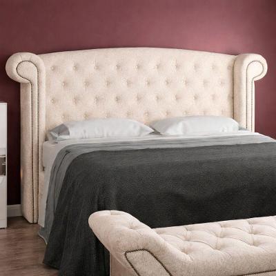 Cabeceira Kendi Queen 202cm Fixação no Box MDF Bouclé Off White Sallar Home