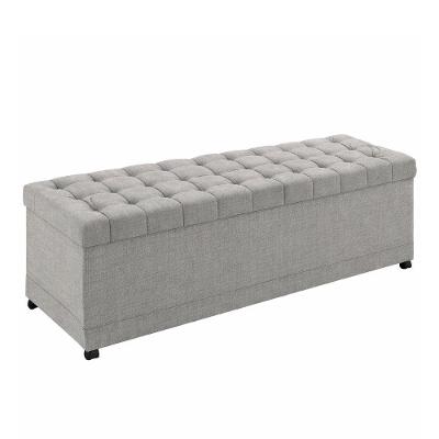 Puff Baú Hermione 160cm Madeira Estrutura Linho Cinza Sallar Home