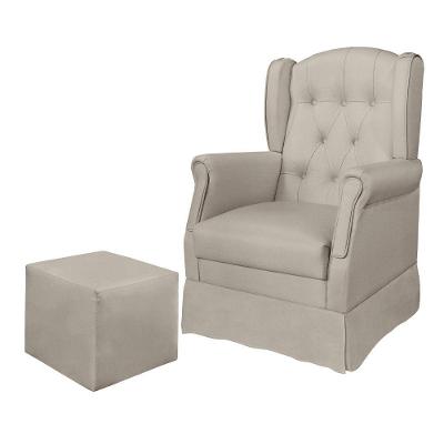 Poltrona de Amamentação Inês com Balanço Reclinável Suede Confortável Bege Sallar Home