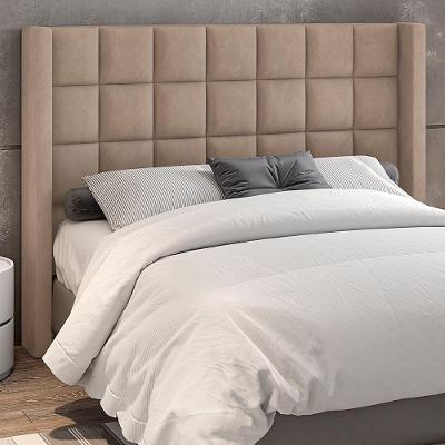 Cabeceira Sallar Home Queen 178cm Fixação no Box Estrutura MDF-MDP Revestimento Veludo Bege Tratto