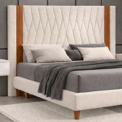 Cabeceira King Pierre para Cama Box com Fixação no Box em MDF MDP e Bouclé Off White Sallar Home