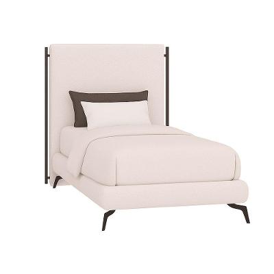 Cama Japonesa Solteiro Almeriaharu com Cabeceira Bouclé Off White em Madeira Sallar Home