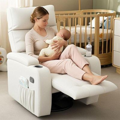 Poltrona Amamentação Penélope Reclinável Giratória Bouclé Confortável Off White Sallar Home