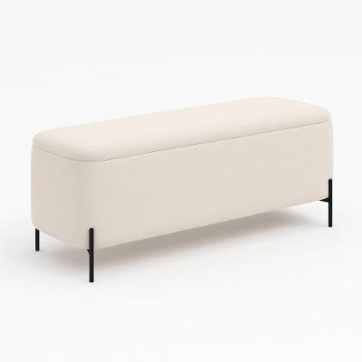 Puff Baú Bella Reto 160cm Assento Espuma Revestimento Boucle Off White Sallar Home