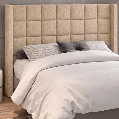Cabeceira Sallar Home King 213cm Fixação no Box Estrutura MDF Revestida em Linho Bege Tratto