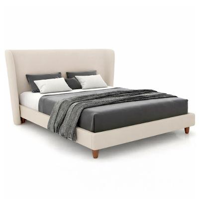 Cama Japonesa Queen Corea com Cabeceira Madeira Courino Off White Sallar Home