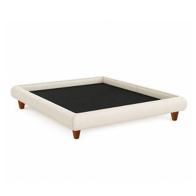 Cama Casal Japonesa Haru com Pés de Madeira Courino Off White Sallar Home