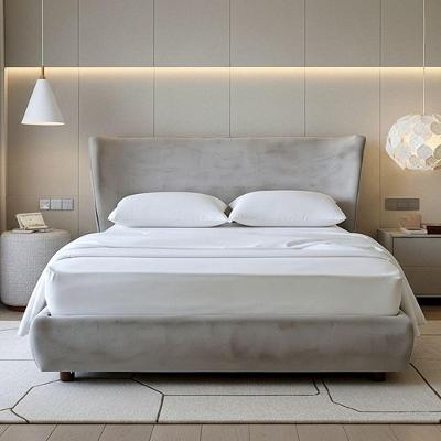 Cama Japonesa Casal com Cabeceira Seo e Corea Estofada em Veludo Cinza Claro com Estrutura