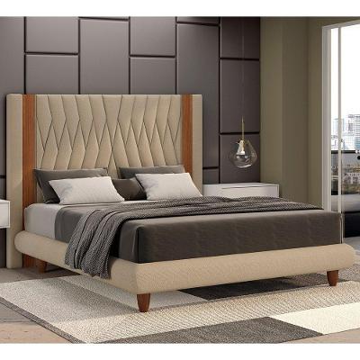 Cama Japonesa Casal Pierreharu com Cabeceira Madeira Bege Sallar Home