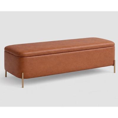 Puff Baú Bella Retangular 140cm Estrutura MDF-MDP Courino Caramelo Sallar Home