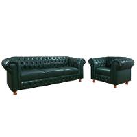 Conjunto Sofá E Poltrona Chesterfield Bourbon Via Encanto Courano Verde - 1