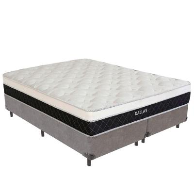 Cama Box com Colchão Queen Dallas Euro Pillow Molas Ensacadas Tecido Cinza Vtech