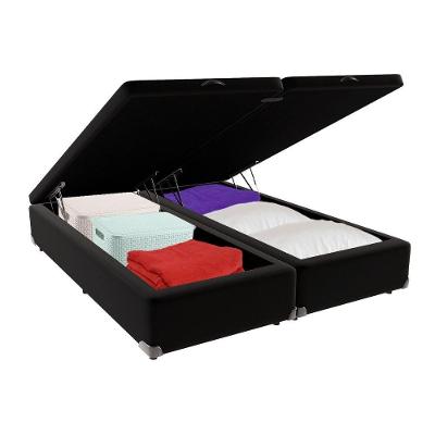 Cama Box com Baú Queen Bravus Estrutura em Madeira Abertura Pneumática Preto Vtech