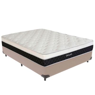 Cama Box Casal Dallas com Euro Pillow Molas Ensacadas Tecido Bege Vtech