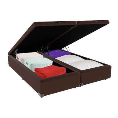 Cama Box Baú King Bravus com Armazenamento Madeira Marrom Vtech