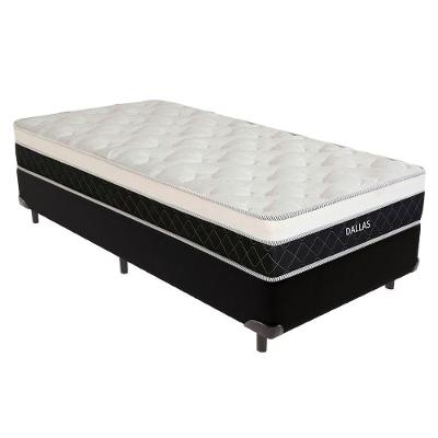 Cama Box com Colchão Solteirão Dallas Euro Pillow Molas Ensacadas Tecido Preto Vtech