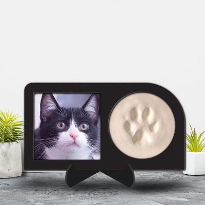 Porta Retrato Moldura Gato com Molde de Patinha e Foto 24x13cm Preto Cat