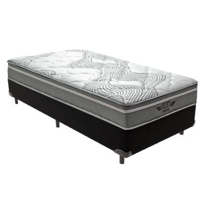 Cama Box Solteiro Ibiza Pillow Top Molas Ensacadas Tecido Preto Vtech