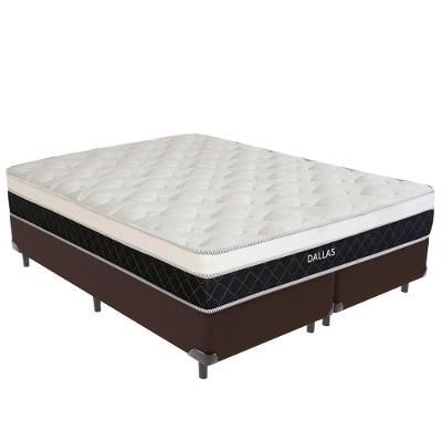 Cama Box King Dallas Euro Pillow Molas Ensacadas Tecido Sintético Marrom Vtech