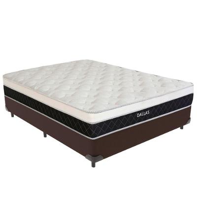 Cama Box Viúvo Dallas Euro Pillow Molas Ensacadas Tecido Sintético Marrom Vtech