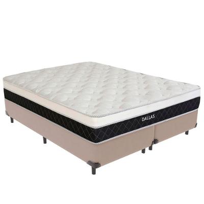 Cama Box Queen Dallas Euro Pillow Molas Ensacadas Tecido Sintético Bege Vtech