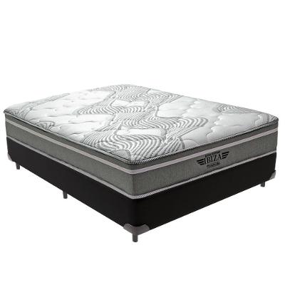 Cama Box com Colchão Viúvo Ibiza Pillow Top Molas Ensacadas Preto Vtech