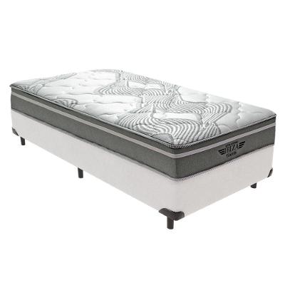 Cama Box Solteiro Ibiza Pillow Top Molas Ensacadas Tecido Branco Vtech