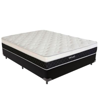 Cama Box com Colchão Viúvo Dallas Euro Pillow Molas Ensacadas Preto Vtech
