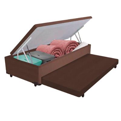 Bicama Box Solteiro com Baú com Cama Auxiliar Estrutura Madeira Marrom Vtech