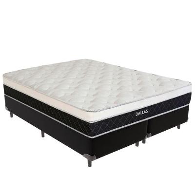 Cama Box King Dallas Euro Pillow Molas Ensacadas Tecido Sintético Preto Vtech