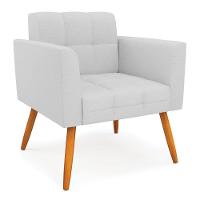 Kit 1 Sofá Namoradeira E 2 Poltronas Elisa Linho Pés Palito Castanho - D'rossi Cor A05 Cinza - 5