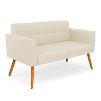 Kit 1 Sofá Namoradeira E 2 Poltronas Elisa Linho Pés Palito Castanho - D'rossi Cor A19 Bege