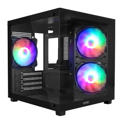 Gabinete Gamer G-cube Aquário Micro ATX e Mini ITX com Fans Vidro Temperado Preto Vinik