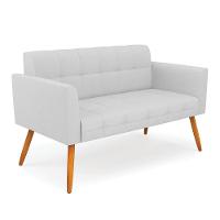 Kit 1 Sofá Namoradeira E 1 Poltrona Elisa Linho Pés Palito Castanho - D'rossi Cor A05 Cinza - 7