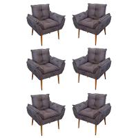 Kit 06 Sofás 1 Lugar De Luxo Opala Sala, Quarto Suede Cor:cinza - 1