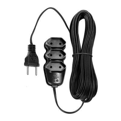 Extensão Elétrica 3 Tomadas 2x0,75mm² 10m Padrão NBR 14136 Preto Vinik