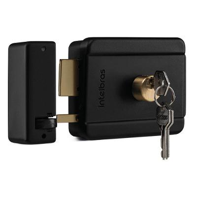 Fechadura Eletrônica FX 500 Cilindro Fixo Acionamento Elétrico para Porta de Madeira Aço Preto