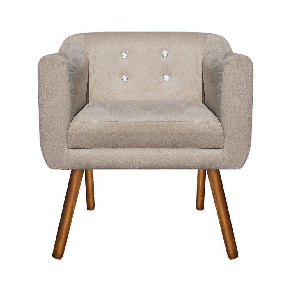 Kit 01 Namoradeira e 02 Poltronas Julia Bege Com Strass - 4