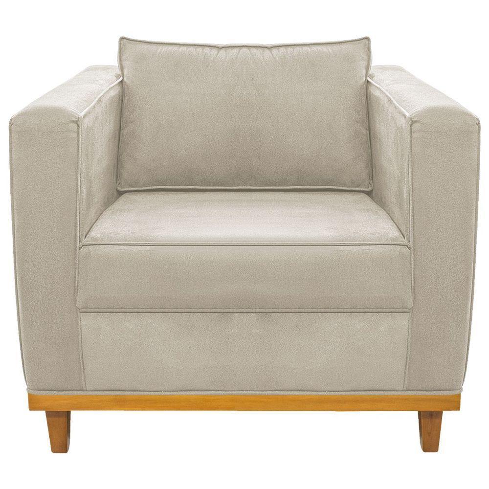 Kit Sofá 2 Lugares E Poltrona Europa Suede Doce Sonho Móveis Cor Bege - 3