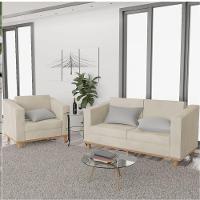 Kit Sofá 2 Lugares E Poltrona Europa Suede Doce Sonho Móveis Cor Bege - 6