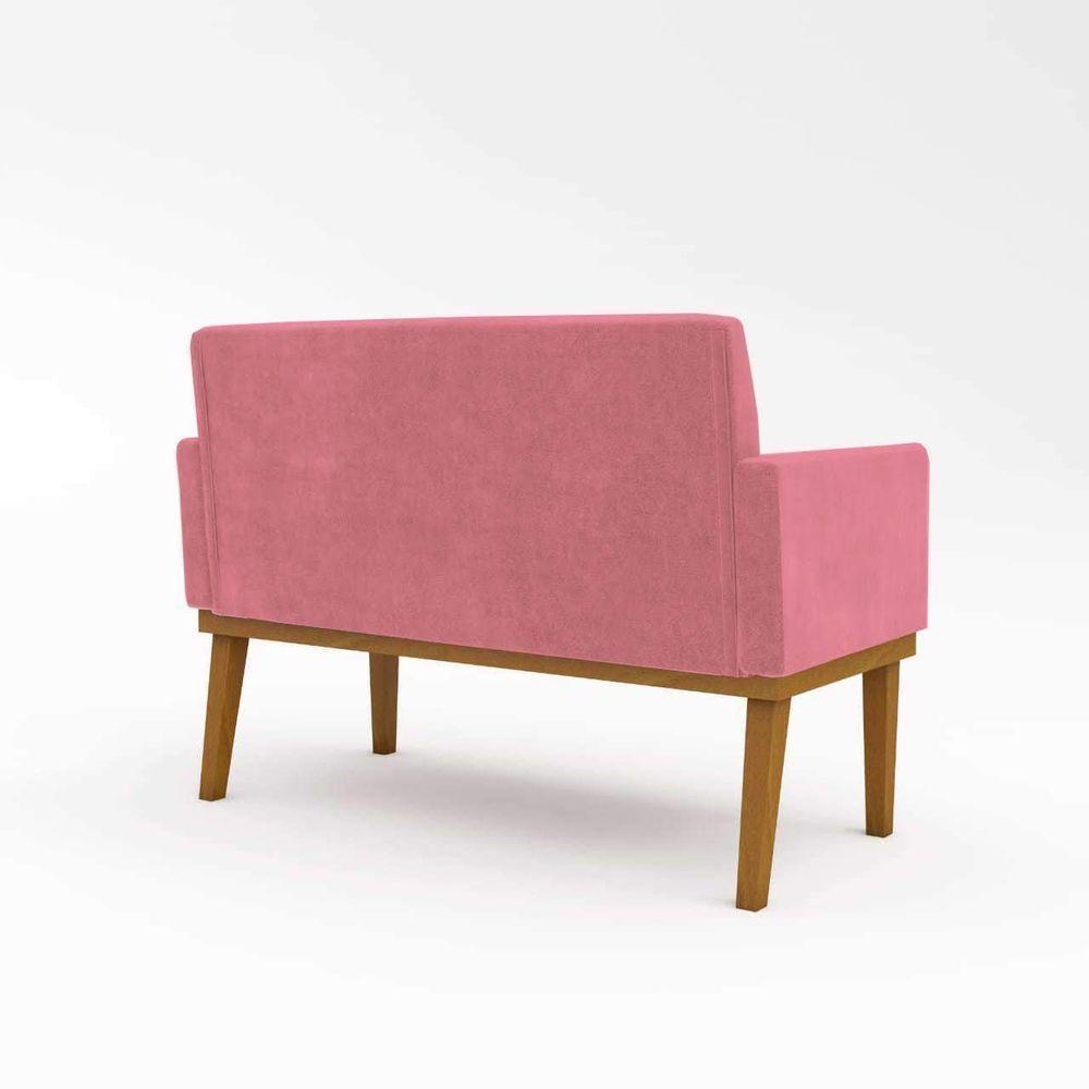 Kit Sofá 2 Lugares + Poltrona Base Suede Sala De Estar Rosa - 3