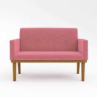 Kit Sofá 2 Lugares + Poltrona Base Suede Sala De Estar Rosa - 1