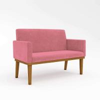 Kit Sofá 2 Lugares + Poltrona Base Suede Sala De Estar Rosa - 8